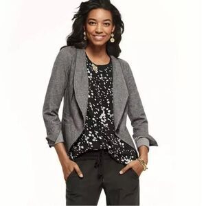 CAbi #3556 Gray Rebel Asymmetrical Zip Up Ponte Knit Jacket size S